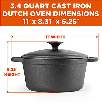 Basics Pre-Seasoned Cast Iron Dutch Oven Pot with Lid and Dual Handles, 7-Quart