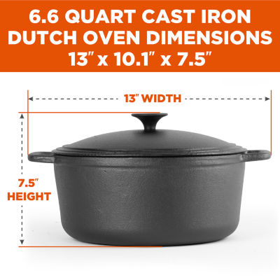 Commercial Chef 6.6 Quart Cast Iron Dutch Oven