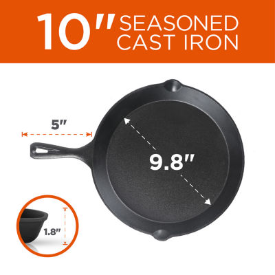 COMMERCIAL CHEF 10.5 Inch Preseasoned Cast Iron Round Griddle Pan