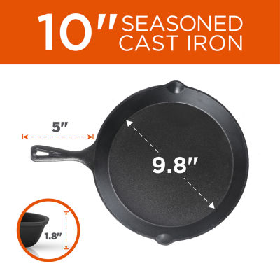 Commercial CHEF 10.5 Inch Preseasoned Cast Iron Round Griddle Pan