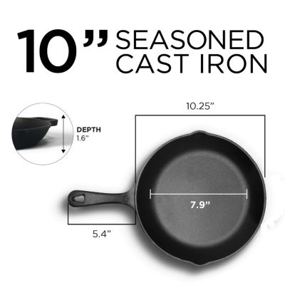 Commercial Chef Pre-Seasoned 12 in. Cast Iron Skillet with Handle Holder, Black