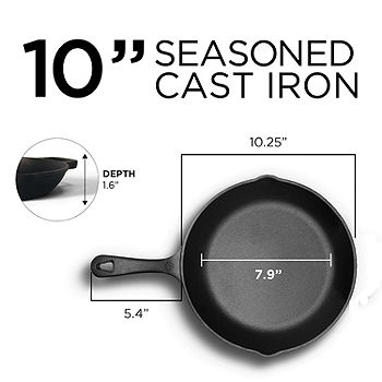 COMMERCIAL CHEF Pre-Seasoned Cast Iron 3-Piece Skillet Set,8 Inch 10 Inch  12 Inch, Black