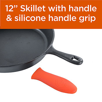 12.5 Round Commercial Large Non Stick Skillet Pan COOL HANDLE Silicone  Chef