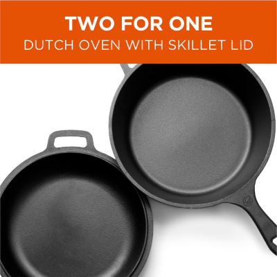 Commercial Chef 3 Quart With Skillet Lid Cast Iron Dutch Oven