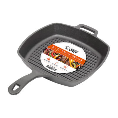 Commercial Chef 10.5 Inch Square Grill Pan Cast Iron Skillet