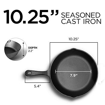 Granitestone 10.25 in. Pre-Seasoned Cast Iron Skillet, Black