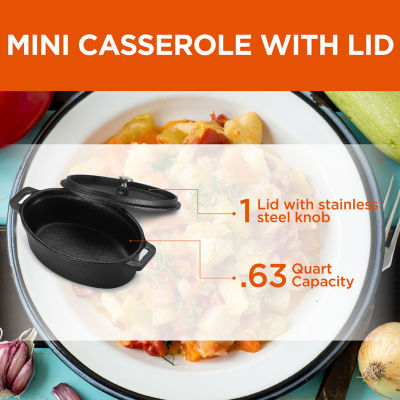 Commercial Chef 0.63 Qt Mini With Lid Casserole Dish