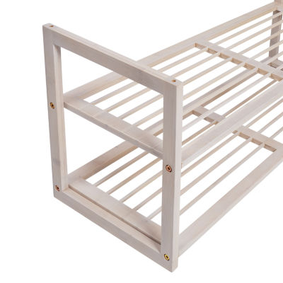 Honey Can Do White Wash 2-Tier Bamboo Shoe Rack