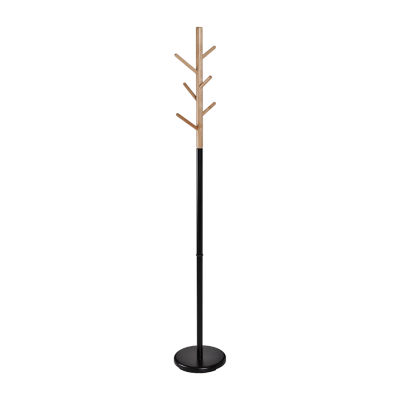 Honey Can Do Black/Natural Modern Standing Coat Rack