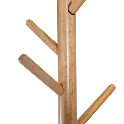 Honey Can Do Black/Natural Modern Standing Coat Rack