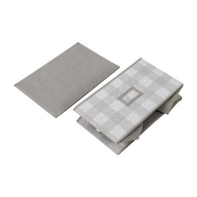 Honey Can Do Grey Plaid Folding Fabric Bins 3-Pack