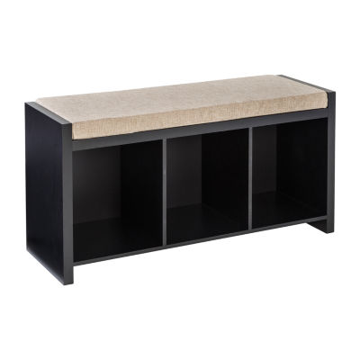 Honey Can Do Black/Natural 3-Cubby Storage Bench