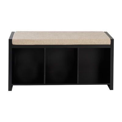 Honey Can Do Black/Natural 3Cubby Storage Bench SHF09545, Color