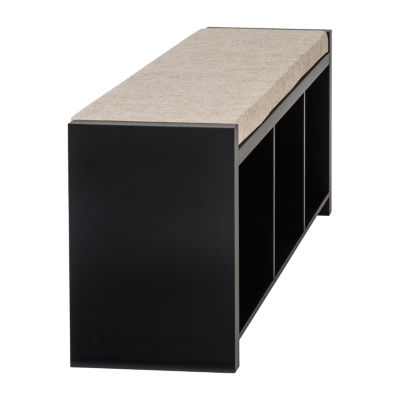 Honey Can Do Black/Natural 3-Cubby Storage Bench