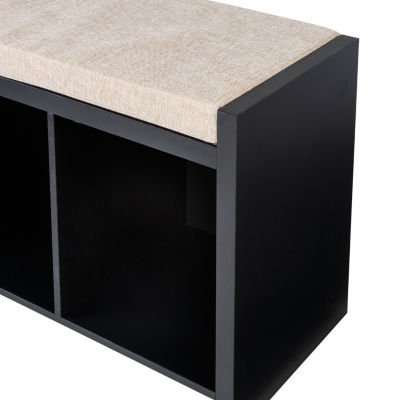 Honey Can Do Black/Natural 3-Cubby Storage Bench
