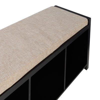 Honey Can Do Black/Natural 3-Cubby Storage Bench