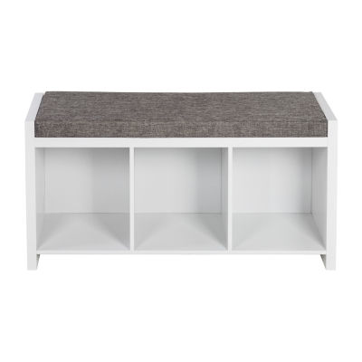 Honey Can Do White/Gray 3Cubby Storage Bench SHF09613, Color White