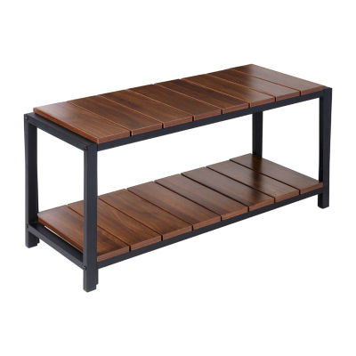 Honey Can Do Walnut 2-Tier Entryway Shoe Bench