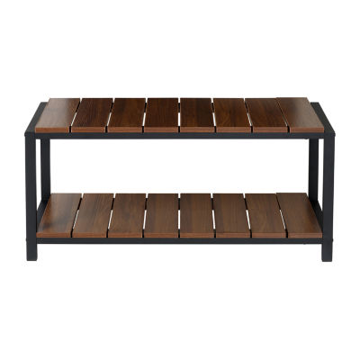 Honey Can Do Walnut 2Tier Entryway Shoe Bench STO09775, Color Walnut