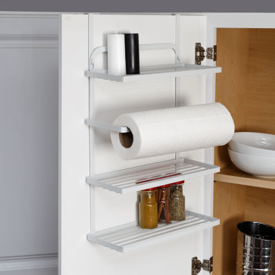 Honey Can Do White Spice Rack With Paper Towel Holder