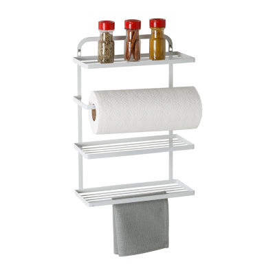 Honey Can Do White Spice Rack With Paper Towel Holder