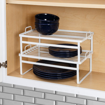 Honey Can Do White Stacking Cabinet Shelves 2-Pack