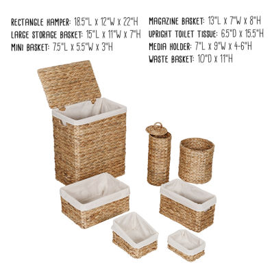 Honey Can Do Water Hyacinth 7-Piece Bath Basket Set