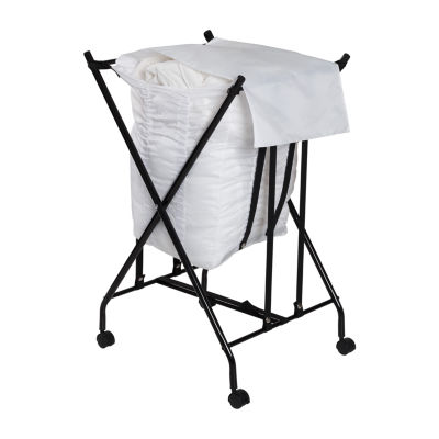 Honey Can Do Black/White No Bend Rolling Hamper