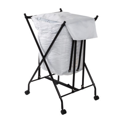 Honey Can Do Black/White No Bend Rolling Hamper