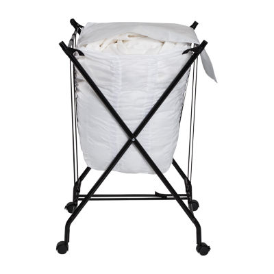 Honey Can Do Black/White No Bend Rolling Hamper