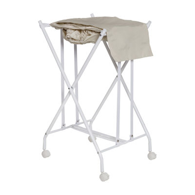 Honey Can Do White/Natural No Bend Rolling Hamper