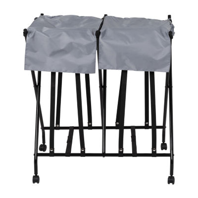 Honey Can Do Black/Grey Double No Bend Rolling Hamper