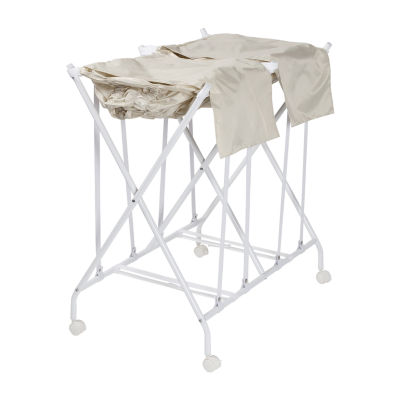 Honey Can Do White/Nat Double No Bend Rolling Hamper