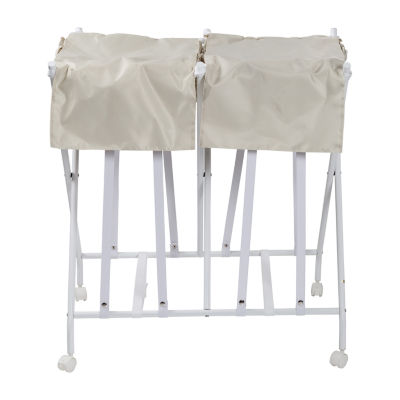 Honey Can Do White/Nat Double No Bend Rolling Hamper
