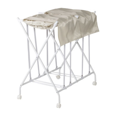 Honey Can Do White/Nat Double No Bend Rolling Hamper