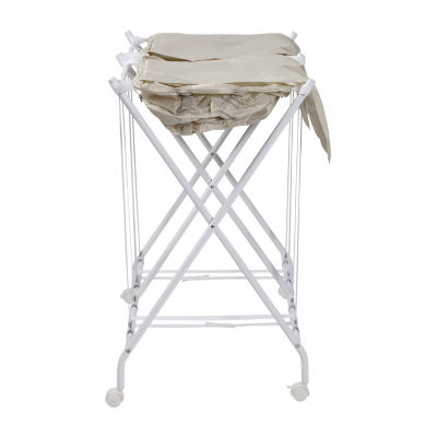 Honey Can Do White/Nat Double No Bend Rolling Hamper