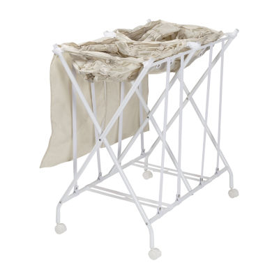 Honey Can Do White/Nat Double No Bend Rolling Hamper