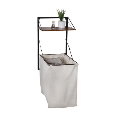 Honey Can Do Black/Walnut OverTheDoor Hamper HMP09778, Color Black