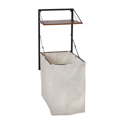 Honey Can Do Black/Walnut OverTheDoor Hamper HMP09778, Color Black