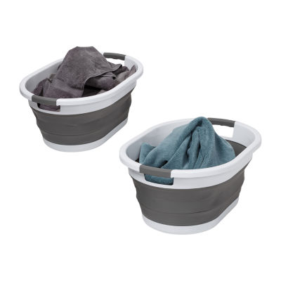Honey Can Do Dark Grey Folding Laundry Baskets 2Pk HMP09825, Color