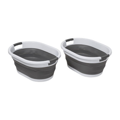 Honey Can Do Dark Grey Folding Laundry Baskets 2Pk HMP09825, Color