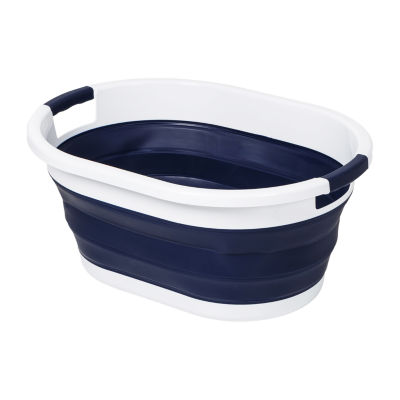 Honey Can Do Navy Blue Folding Laundry Baskets 2Pk