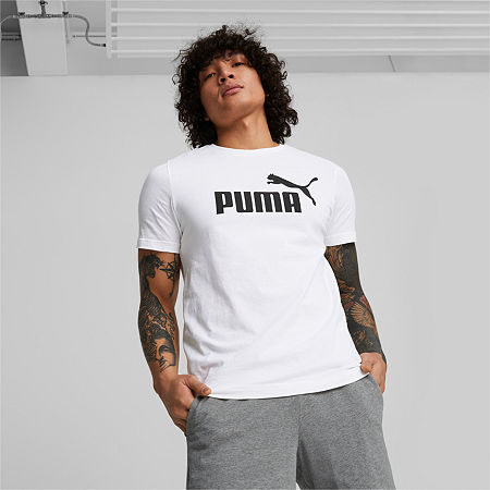 PUMA Mens Crew Neck Short Sleeve T-Shirt, Small, White