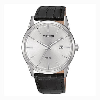 Citizen® Quartz Men'S Silver Tone And Black Stainless Steel 
