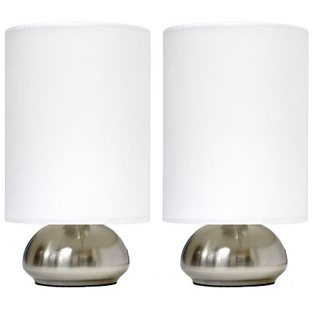 Simple Designs Gemini Colors 2 Pack Mini Touch Table Lamp Set With Fabric Shades, One Size, Beige