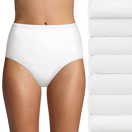 Hanes Ultimate Cool Comfort Cotton Ultra Soft 7 Pack Average + Full Figure Cooling Brief Panty 40h7cc, 9, White