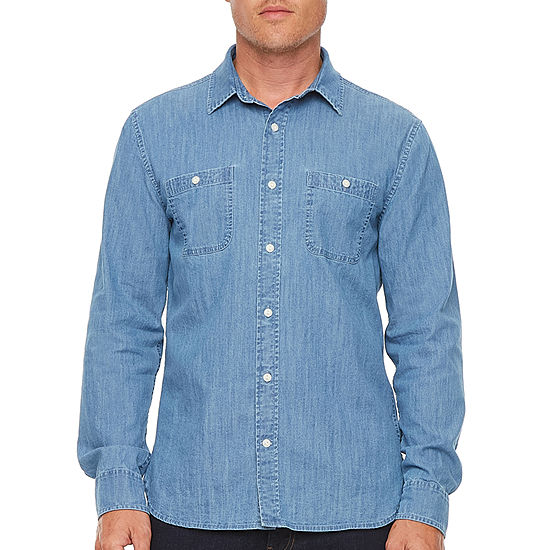 mutual weave Mens Regular Fit Long Sleeve Button-Down Shirt - JCPenney