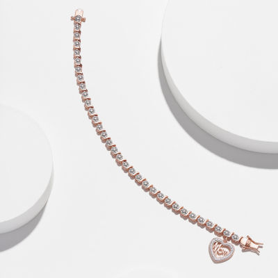 Sparkle Allure Mom Diamond Accent 7.25 Inch Heart Tennis Bracelet