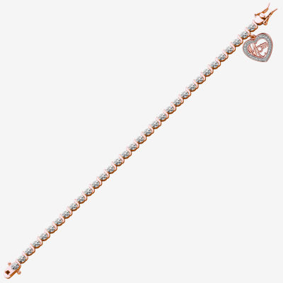 Sparkle Allure Mom Diamond Accent 7.25 Inch Heart Tennis Bracelet