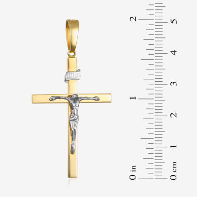 Crucifix Mens 14K Gold Cross Pendant